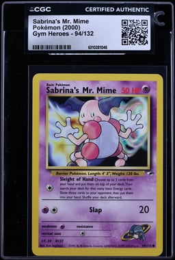 2000 Pokemon Gym Heroes Sabrina's Mr. Mime #94 CGC AUTH