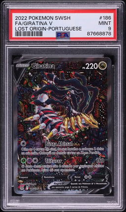 2022 Pokemon Portuguese Sword & Shield Lost Origin Alt Art Giratina V #186 PSA 9 MINT