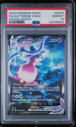 2023 POKEMON SWORD & SHIELD CROWN ZENITH #GG47 FULL ART/HATTERENE VMAX PSA 10