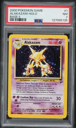 2000 Pokemon Base Set 2 Holo Alakazam #1 PSA 7 NRMT