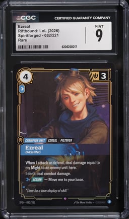 2026 Riftbound League Of Legends LoL Spiritforged Ezreal #82 CGC 9 MINT