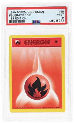 1999 Pokemon Base Set German 1st Edition Fire Energy #98 PSA 9