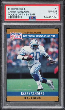 1990 Pro Set Rookie Of The Year Barry Sanders #1 PSA 8 NM-MT
