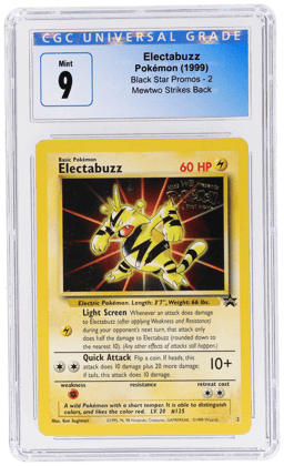 1999 Pokemon Wizards of the Coast Black Star Promo Mewtwo Strikes Back Electabuzz #2 CGC 9