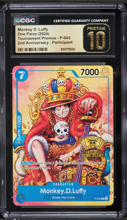 2024 One Piece Promo 2nd Anniversary Participant Alt Art Monkey D. Luffy #P-043 CGC 10 PRISTINE