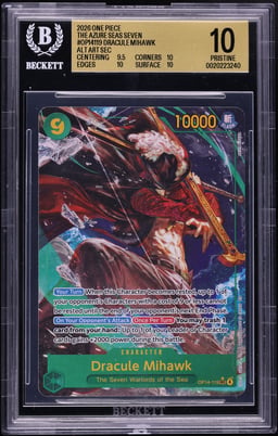 2026 One Piece The Azure Sea's Seven SEC Alt Art Dracule Mihawk #OP14-119 BGS 10 PRISTINE