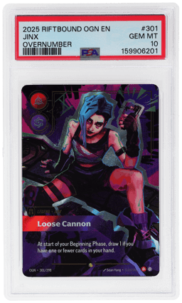 2025 Riftbound League of Legends Origins Overnumber Jinx #301 PSA 10