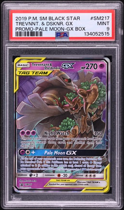 2019 Pokemon Sun & Moon Promo Pale Moon GX Box Holo Trevenant & Dusknoir GX #SM217 PSA 9 MINT