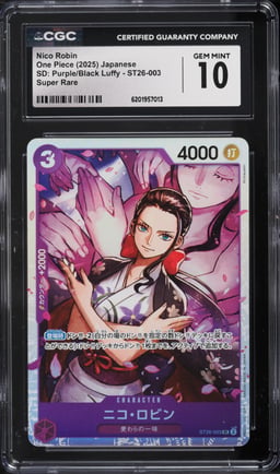 2025 One Piece Japanese Starter Deck Purple Black Luffy SR Nico Robin #ST26-003 CGC 10 GEM MINT