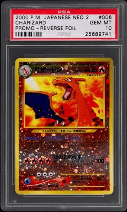 2000 Pokemon Neo 2 Promo Japanese Reverse Holo Charizard #6 PSA 10