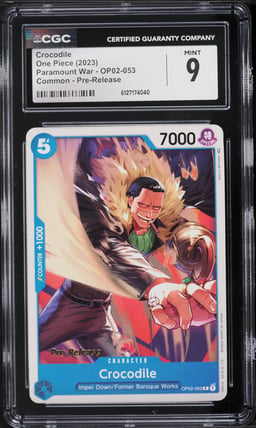 2023 One Piece Paramount War Pre-Release Crocodile #OP02-053 CGC 9 MINT
