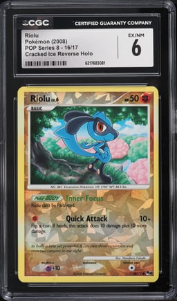 2008 Pokemon POP Series 8 Cracked Ice Reverse Holo Riolu #16 CGC 6 EXMT