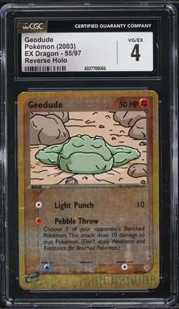 2003 Pokemon EX Dragon Reverse Holo Geodude #55 CGC 4 VGEX