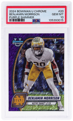 2024 Bowman University Chrome Purple Shimmer Benjamin Morrison #20 PSA 10