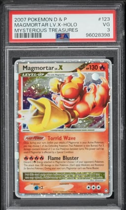 2007 Pokemon Diamond & Pearl Mysterious Treasures Holo Magmortar Lv. X #123 PSA 3 VG