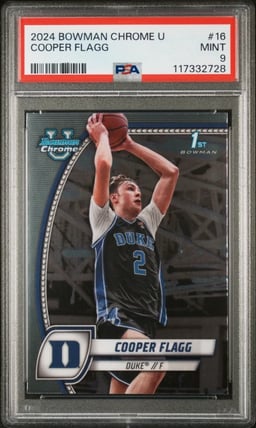 2024 BOWMAN CHROME UNIVERSITY #16 COOPER FLAGG PSA 9