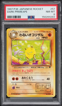 1997 Pokemon Japanese Rocket Gang Dark Primeape #57 PSA 8 NM-MT