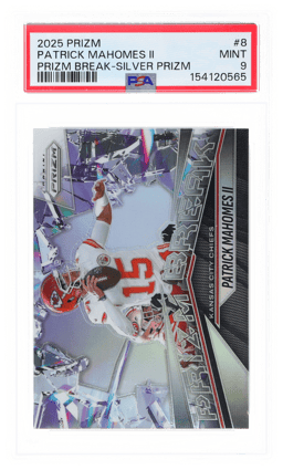 2025 Panini Prizm Prizm Break Silver Prizm Patrick Mahomes II #8 PSA 9