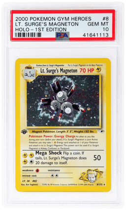 2000 Pokemon Gym Heroes 1st Edition Holo Lt. Surge's Magneton #8 PSA 10