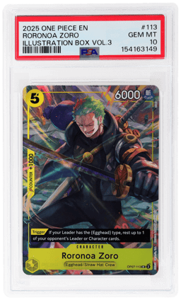 2025 One Piece Promo Illustration Box Volume 3 Roronoa Zoro #OP07113 PSA 10