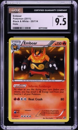 2011 Pokemon Black & White Holo Emboar #20 CGC 9.5 MINT+
