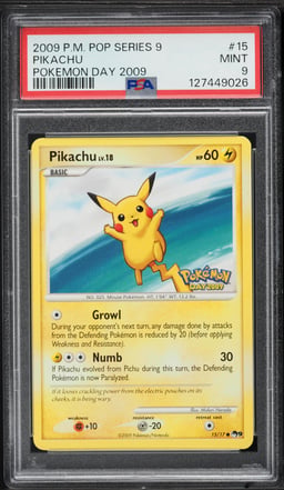 2009 Pokemon POP Series 9 Day '09 Pikachu #15 PSA 9 MINT