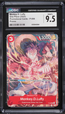 2022 One Piece Promo Cards Monkey D. Luffy #P-006 CGC 9.5 MINT+