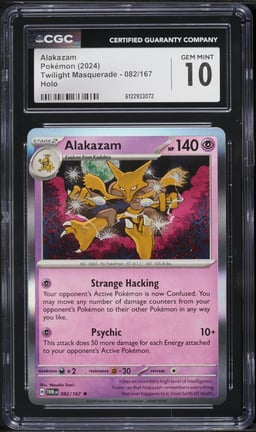 2024 Pokemon Scarlet & Violet Twilight Masquerade Holo Alakazam #82 CGC 10 GEM MINT