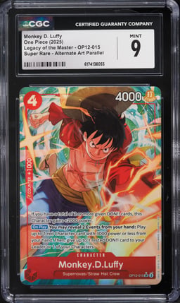 2025 One Piece Japanese Legacy Of The Master Alt Art SR Monkey D. Luffy #OP12-015 CGC 9 MINT
