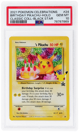 2021 Pokemon Black Star Promo Celebrations Classic Collection Holo Birthday Pikachu #24 PSA 10