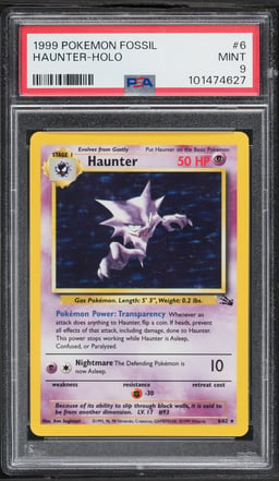 1999 Pokemon Fossil Holo Haunter #6 PSA 9 MINT