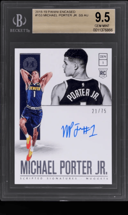 2018 Panini Encased Rookie Scripted Signature Michael Porter Jr. #153 21/75 BGS 9.5
