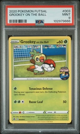 2020 POKEMON FUTSAL #003 GROOKEY ON THE BALL PSA 9