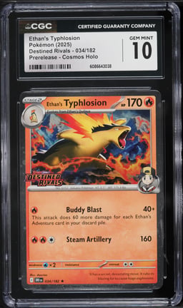 2025 Pokemon Scarlet & Violet Destined Rivals Prerelease Cosmos Holo Ethan's Typhlosion CGC 10