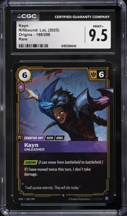 2025 Riftbound League Of Legends LoL Origins Kayn #189 CGC 9.5 MINT+