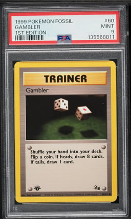 1999 Pokemon Fossil 1st Edition Gambler #60 PSA 9 MINT