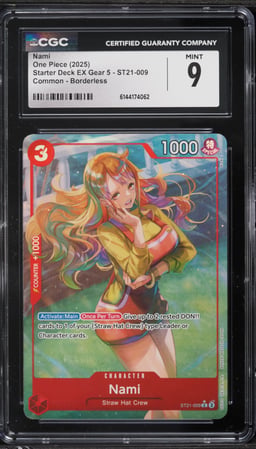 2025 One Piece Starter Deck EX Gear 5 Borderless Alt Art Nami #ST21-009 CGC 9 MINT