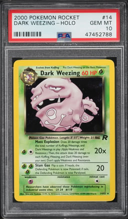 2000 Pokemon Team Rocket Holo Dark Weezing #14 PSA 10 GEM MINT