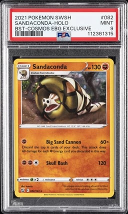 2021 POKEMON SWORD & SHIELD BATTLE STYLES #082 SANDACONDA-HOLO PSA 9