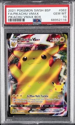 2021 POKEMON SWSH BLACK STAR PROMO PIKACHU VMAX BOX FULL ART/PIKACHU VMAX PSA 10