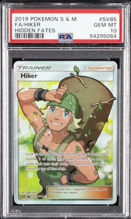 2019 POKEMON SUN & MOON HIDDEN FATES #SV85 FULL ART/HIKER PSA 10