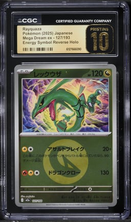 2025 Pokemon Japanese Mega Dream Ex Energy Symbol Reverse Holo Rayquaza #127 CGC 10 PRISTINE