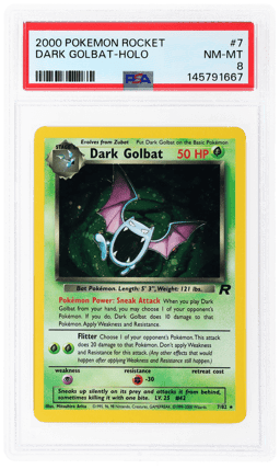 2000 Pokemon Team Rocket Holo Dark Golbat #7 PSA 8