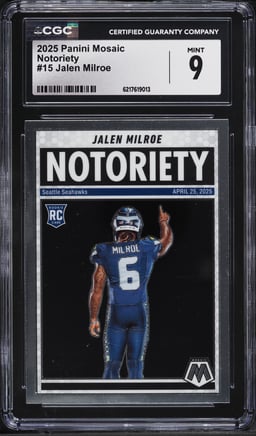 2025 Panini Mosaic Notoriety Jalen Milroe ROOKIE #15 CGC 9 MINT