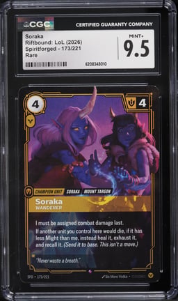 2026 Riftbound League Of Legends LoL Spiritforged Soraka #173 CGC 9.5 MINT+