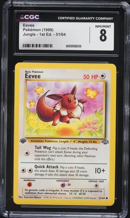 1999 Pokemon Jungle 1st Edition Eevee #51 CGC 8 NM-MT