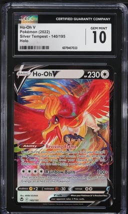 2022 Pokemon Sword & Shield Silver Tempest Ho-Oh V #140 CGC 10 GEM MINT