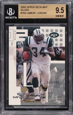 2002 Upper Deck MVP Silver Lamont Jordan /100 #164 BGS 9.5 GEM MINT