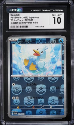 2025 Pokemon Japanese Scarlet & Violet White Flare Master Ball Reverse Holo Ducklett #22 CGC 10