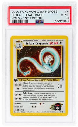 2000 Pokemon Gym Heroes 1st Edition Holo Erika's Dragonair #4 PSA 9